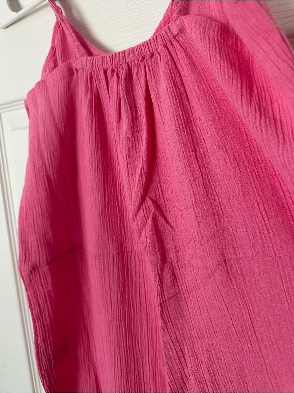 Suzie Kondi Kids Harem Jumpsuit Gauze Pink Cosmos elastic hem and strap 12 years